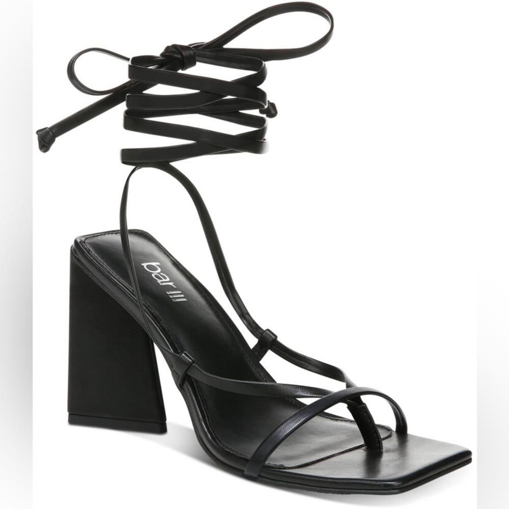 Bar III Alana Tie-Up Geo-Heel Sandals Size 6.5M